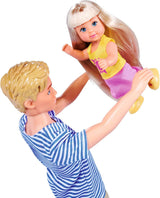 Simba 105733673 - Steffi Love Happy Family, lalka w ciąży, Kevin, Evi i dziecko z wózkiem, 11 sztuk, akcesoria, 30 cm, wiek 3+
