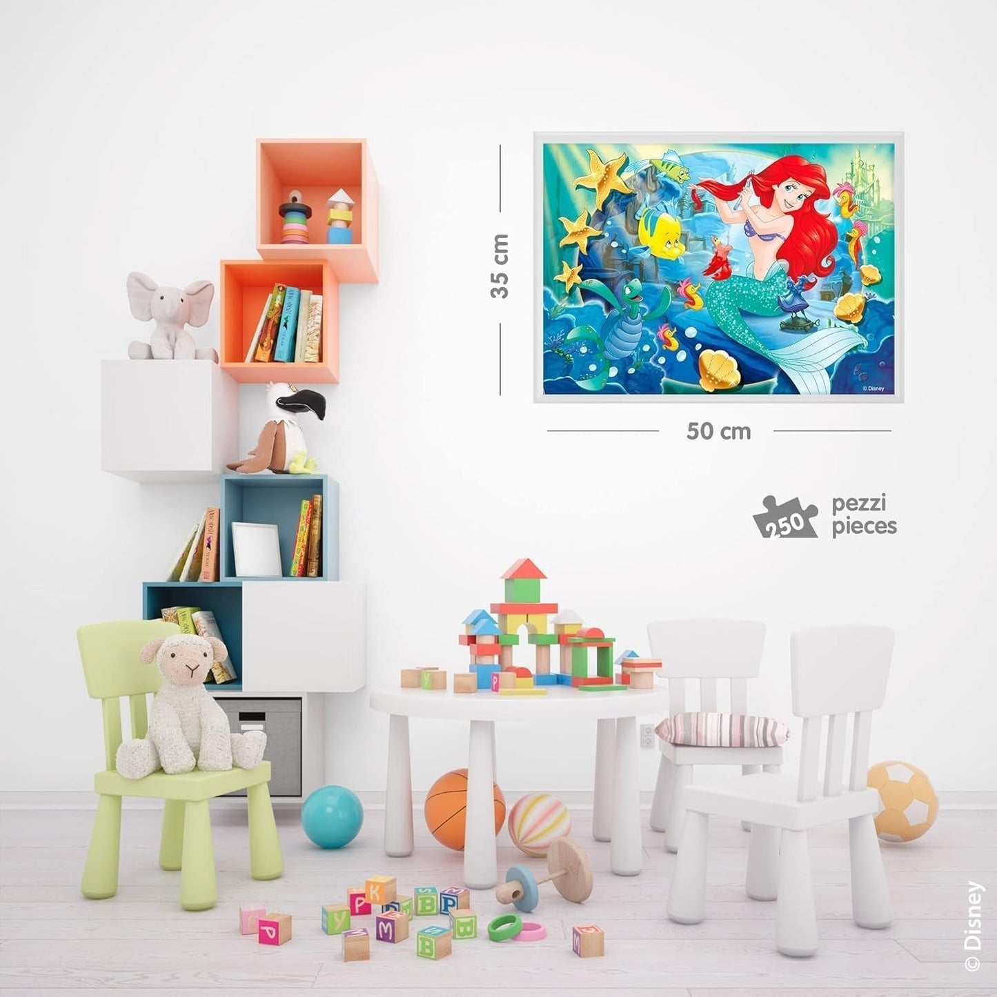 Lisciani - DISNEY Puzzle Ariel - Odtwórz i pokoloruj sceny ze swoich ulubionych pudełek - od 7 lat - DUŻE PUZZLE zawierające 250 elementów - zachęcają do zręczności Puzzle Naty Shop