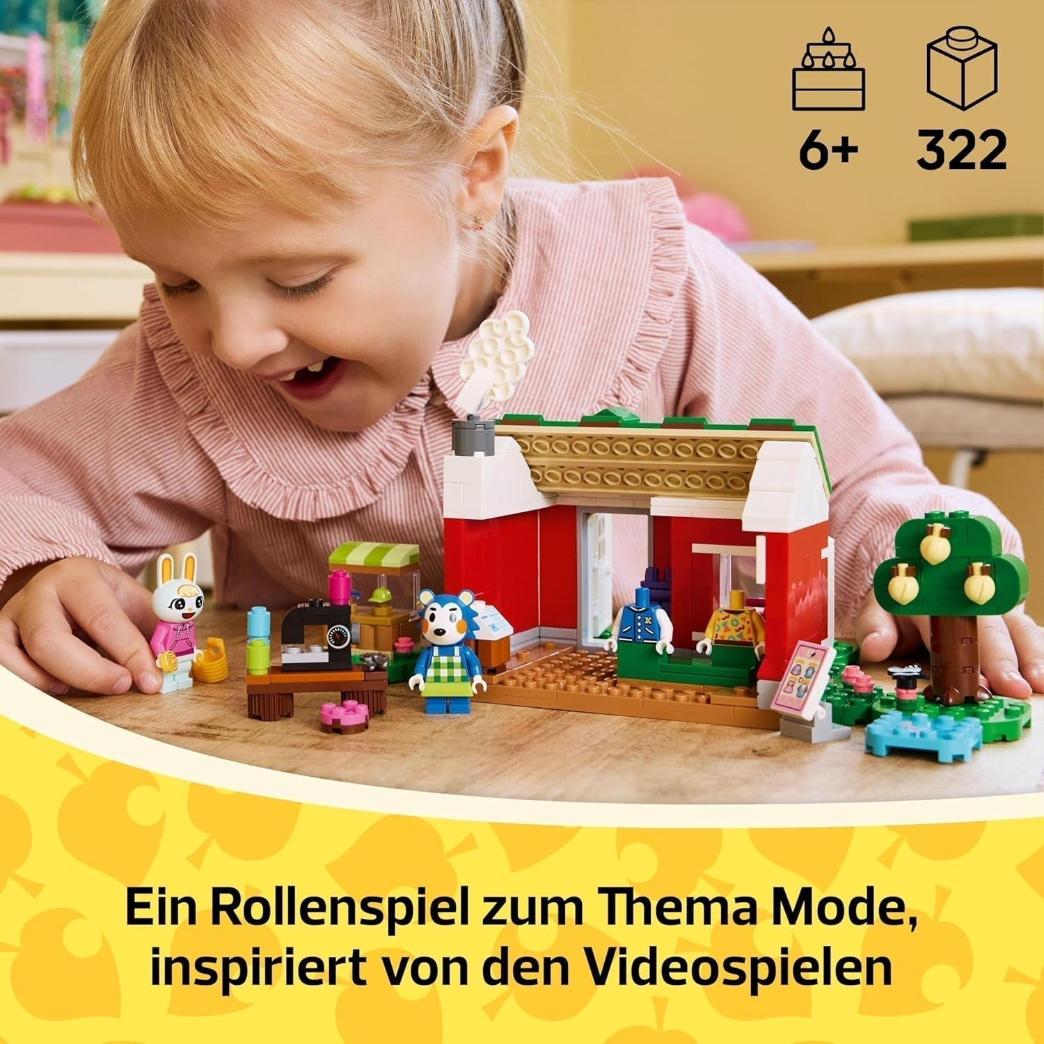 LEGO Animal Crossing Tailoring Sisters Kreatywny zestaw do odgrywania ról, prezent dla dziewcząt, chłopców i fanów gier wideo w wieku od 6 lat, zestaw przygodowy 77055 Zestawy do budowania Besuche w sklepie LEGO
