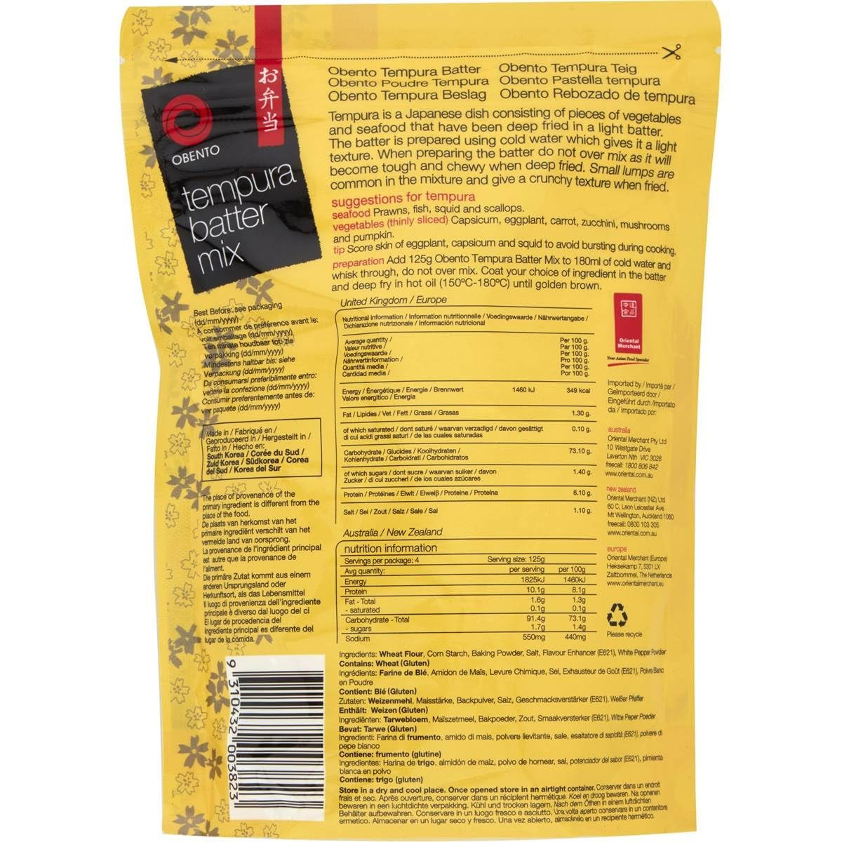 Mieszanka do ciasta Tempura Tempura Back-Frittiermischung, 500 gramów Mieszanka do pieczenia i gotowania Naty Shop