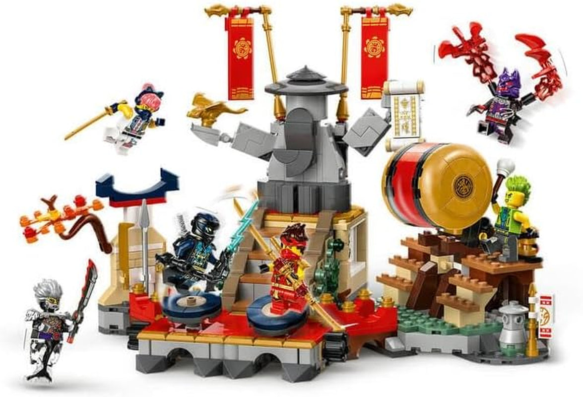 LEGO NINJAGO Arena turniejowa Zabawka przygodowa dla dzieci Zestaw Ninja z 6 kolekcjami minifigurek Zestaw do budowania Prezent urodzinowy dla chłopców i dziewcząt w wieku 7 lat 71818 Zestawy do budowania Besuche den LEGO-Store