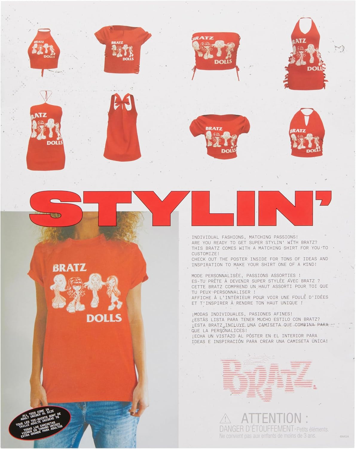 Modna lalka w stylu T-shirtu Bratz Stylin' Jade zawiera akcesoria Urocza zabawka dla dziewczynki