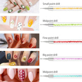 Sularpek 5 Stück Nagel Pinsel, Nageldesign Pinsel, Narzędzie do kropkowania, Nail Art Liner Pinsel, Nagelverlängerung Gelpinsel, Nagelbürste Für Punktierungen, Zeichnen, Für DIY Nail Art Design