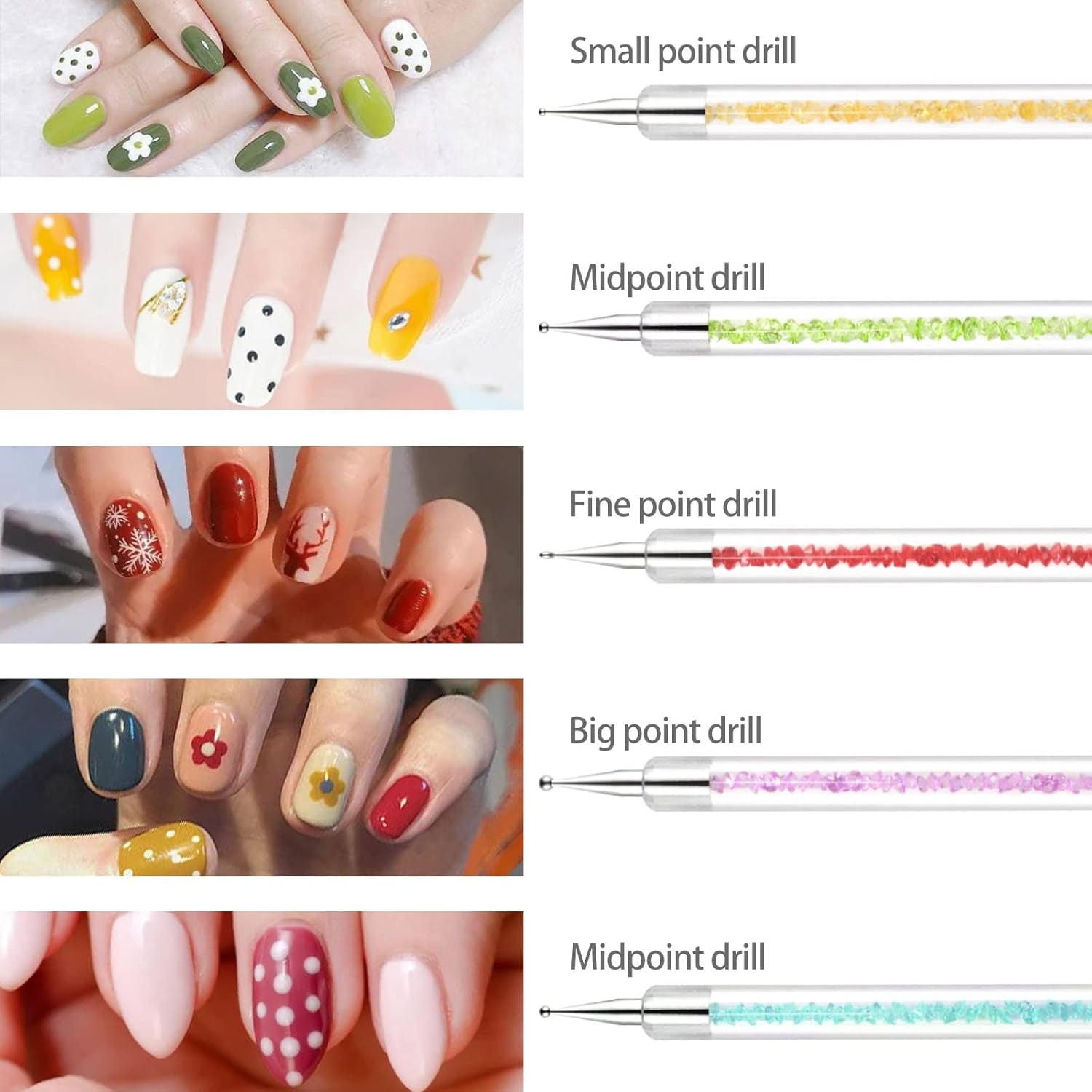 Sularpek 5 Stück Nagel Pinsel, Nageldesign Pinsel, Narzędzie do kropkowania, Nail Art Liner Pinsel, Nagelverlängerung Gelpinsel, Nagelbürste Für Punktierungen, Zeichnen, Für DIY Nail Art Design