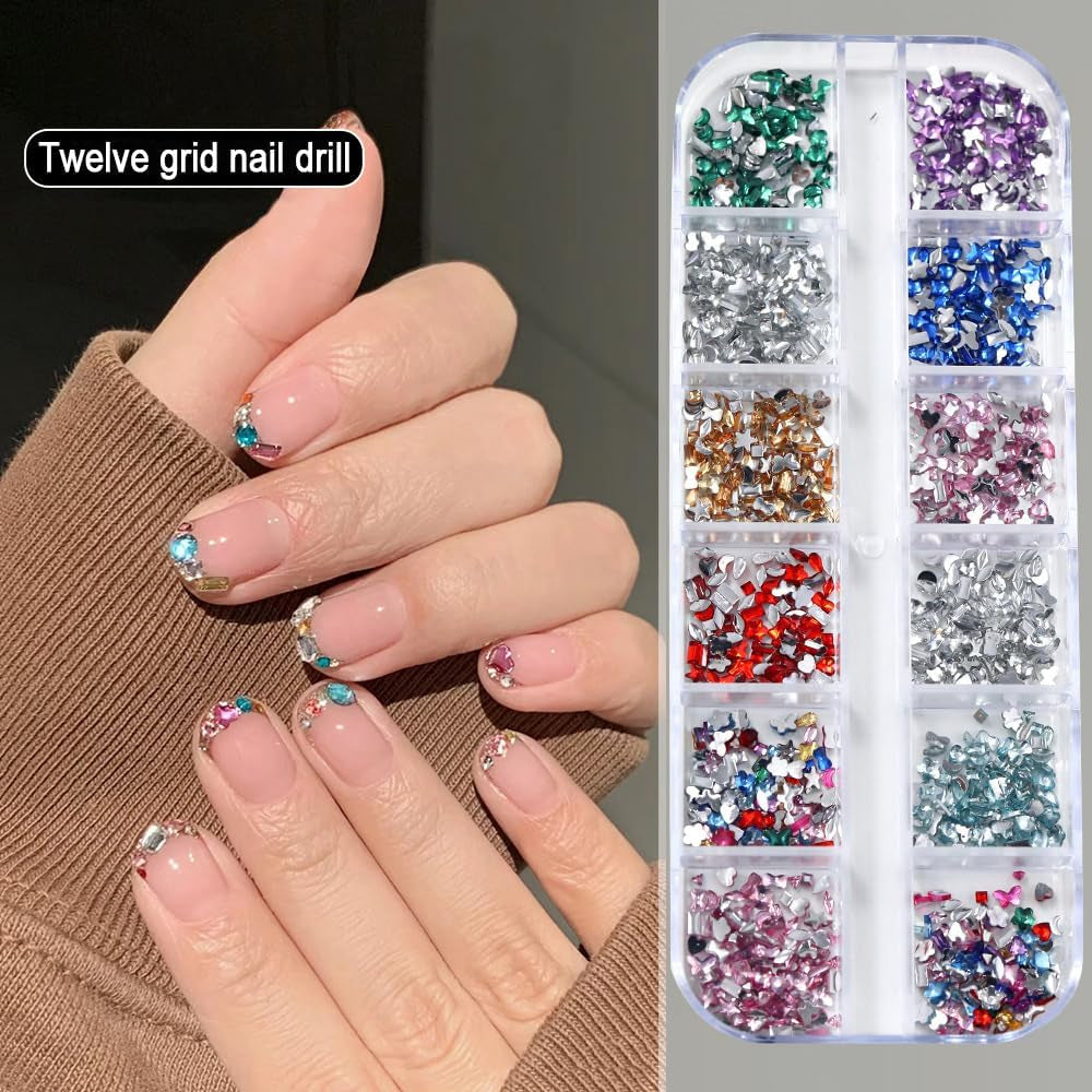 2000 sztuk Bunte Strasssteine ​​Nägel Glitzersteine ​​Nail Charms Nailart Edelsteine ​​Nagel Steine ​​Glitzer Steine ​​Nagel Charms Nägel Zubehör Kristalle Diamant Nageldesign Strass Nail Art Cyrkonie Klejnoty do paznokci