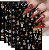 JMEOWIO Nagelsticker Weihnachten Gold Glitter Silber 8 Blatt Nail Art Naklejka Selbstklebend Nagelaufkleber Schneeflocke Winterurlaub Dekoration Nageldesign Zubehör