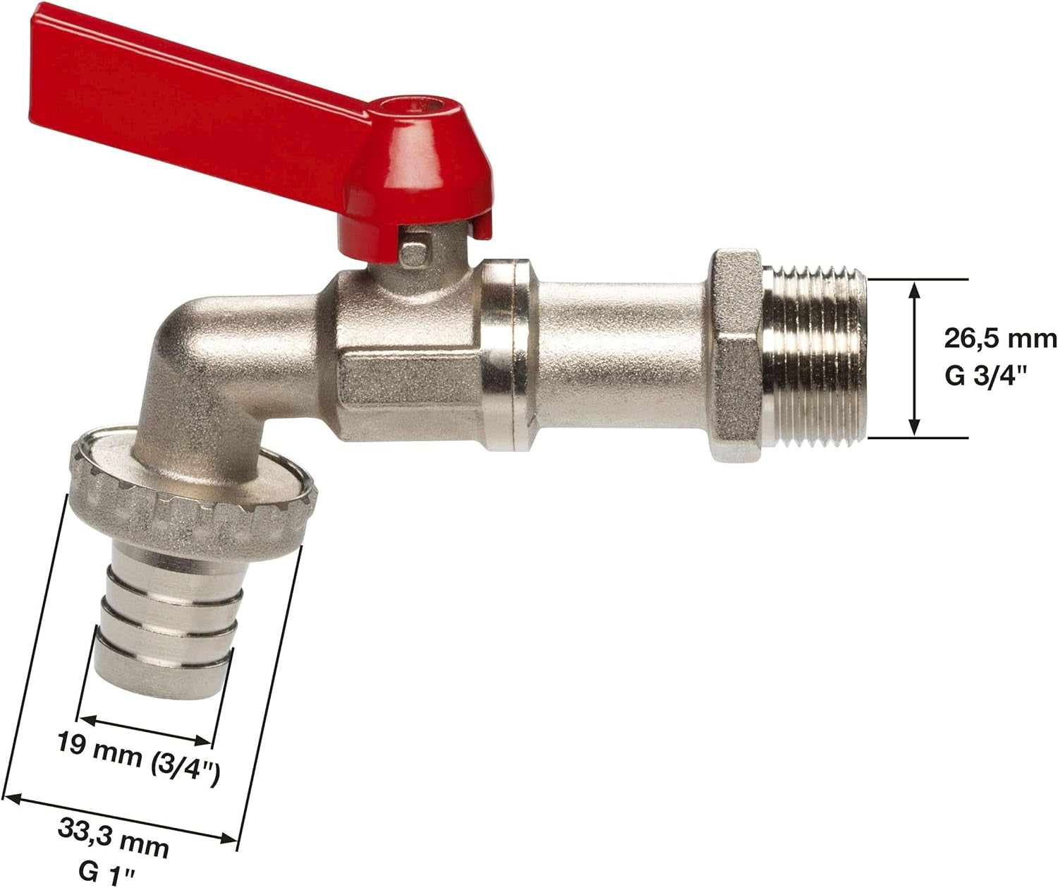 Zawór kulowy Gardena: zawór do zastosowań wewnętrznych i zewnętrznych, gwint 33,3 mm (G 1 cal), do węży 19 mm (3/4 cala) (7333-20)