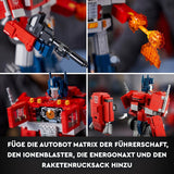 Zestaw LEGO 10302 Icons Optimus Prime, figurka robota 2 w 1 i model ciężarówki, zabawkowy model transformatora dla dorosłych, prezent urodzinowy lub świąteczny dla mężczyzn, kobiet, dla niej i dla niego Zestawy do budowania Besuche den LEGO-Store