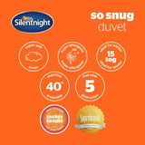 Silentnight so Snug 534222GE Pocieszyciel do łóżka king size, 15 tog, ciepły, przytulny, gruby, hipoalergiczny, można prać w pralce, biały, kołdry i kołdry na łóżko king size Naty Shop