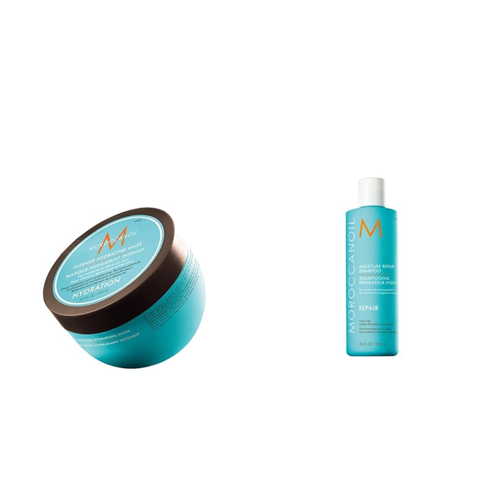 Moroccanoil intensywnie nawilżająca maska Naty Shop maska do włosów 250ml Opakowanie z szamponem regenerującym