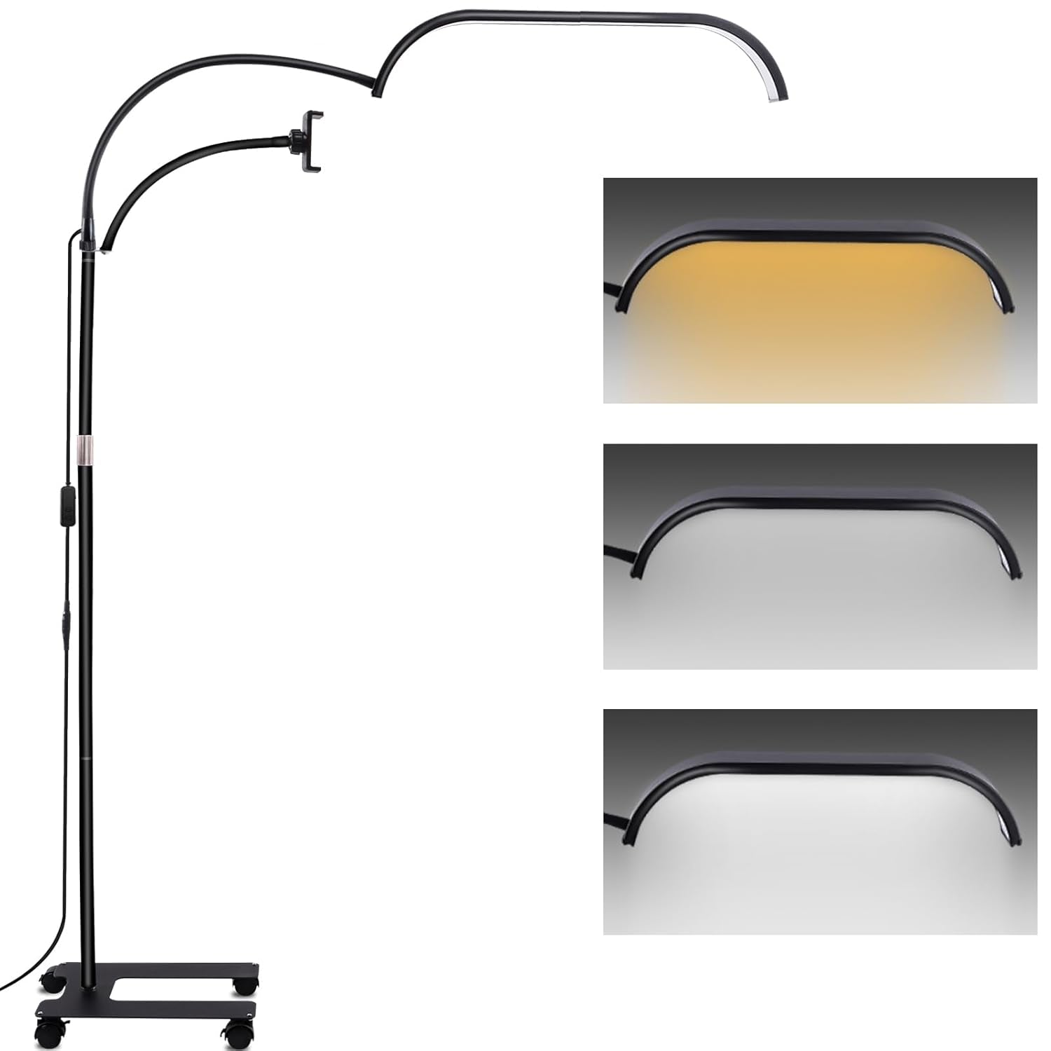 Kalolary Lampadaire, Lash Lumière Pour Extensions De Cils Regglable À 360°, 3000K-6000K Lampa Demi-Lune, Lamp De Beauté (lampa półksiężycowa)