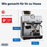 De'Longhi La Specialista Arte EC9155.MB ekspres do kawy z kolbą ze młynkiem, 8 stopni mielenia, ciśnienie 15 barów, 3 ustawienia temperatury, spieniacz do mleka, 1550 W, zbiornik 1,7 l, stal nierdzewna/czarny, w zestawie zestaw baristy