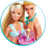 Simba 105733524 - Steffi Love Mermaid Family Ciężarna syrenka Kevin Lalka z łóżeczkiem dziecięcym 29 cm Modne lalki Zagraj w lalki od 3 lat i więcej