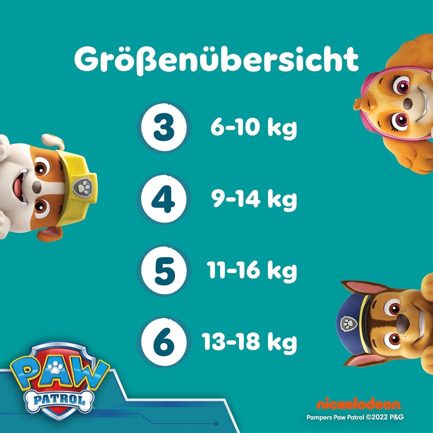 Pieluszki Pampers Baby-Dry Puppy Patrol Edition, rozmiar 6, 164 pieluszki, 13 kg - 18 kg, do 100% ochrony przed wyciekami i komfortu przez całą noc