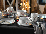 CreaTable, 21498, seria Luna Hirsch, 18-częściowy zestaw naczyń obiadowych dla 6 osób, porcelanowy zestaw śniadaniowy, można myć w zmywarce i używać w kuchence mikrofalowej, jakość produkcji