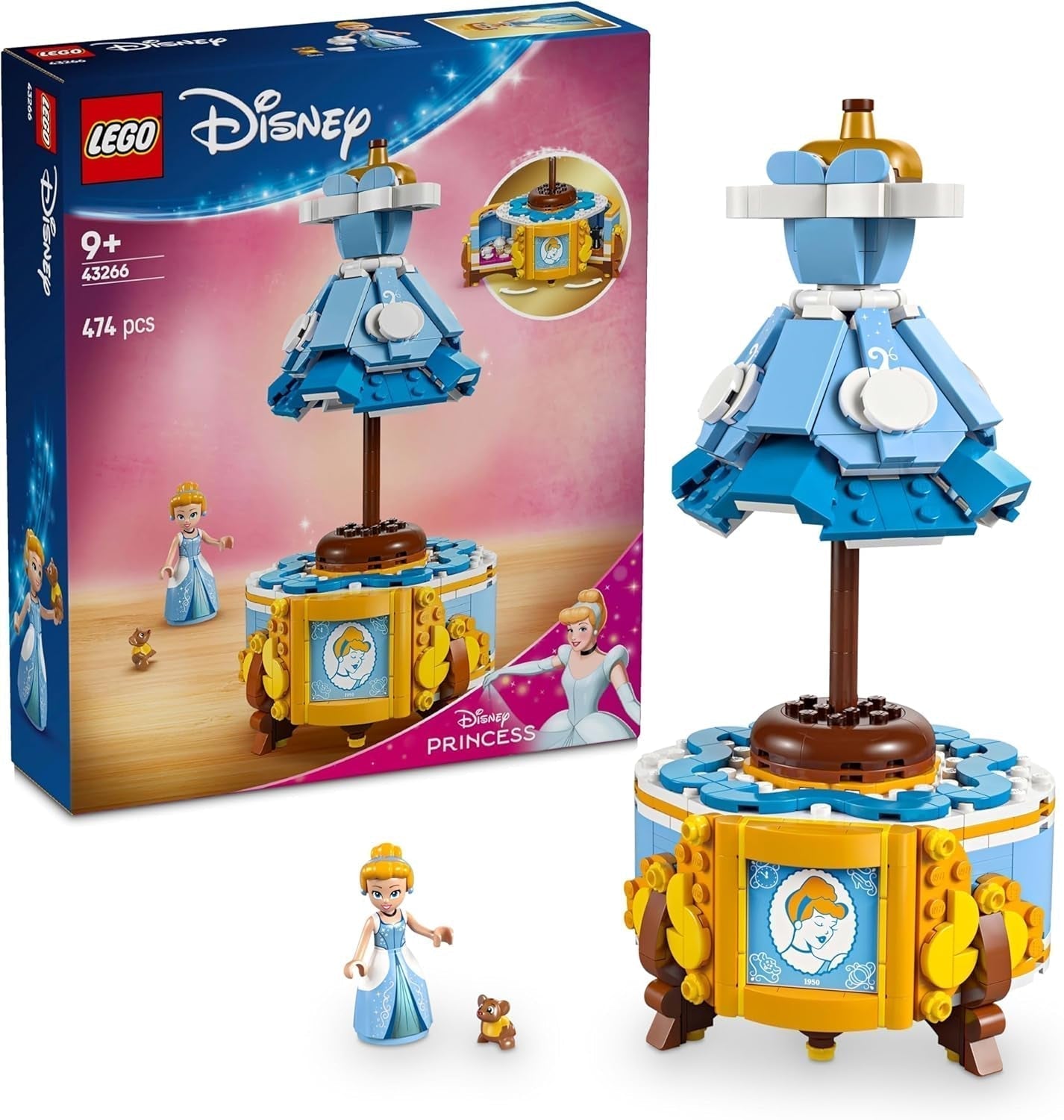 LEGO® Disney Sukienka Księżniczki Kopciuszka, zabawka dla chłopców i dziewcząt od 9 lat - zawiera wieszak na sukienkę, minilaleczkę Kopciuszka i figurkę myszy - Zestaw kreatywny 43266 Zestawy do budowania Beuche den LEGO-Store Domyślny tytuł