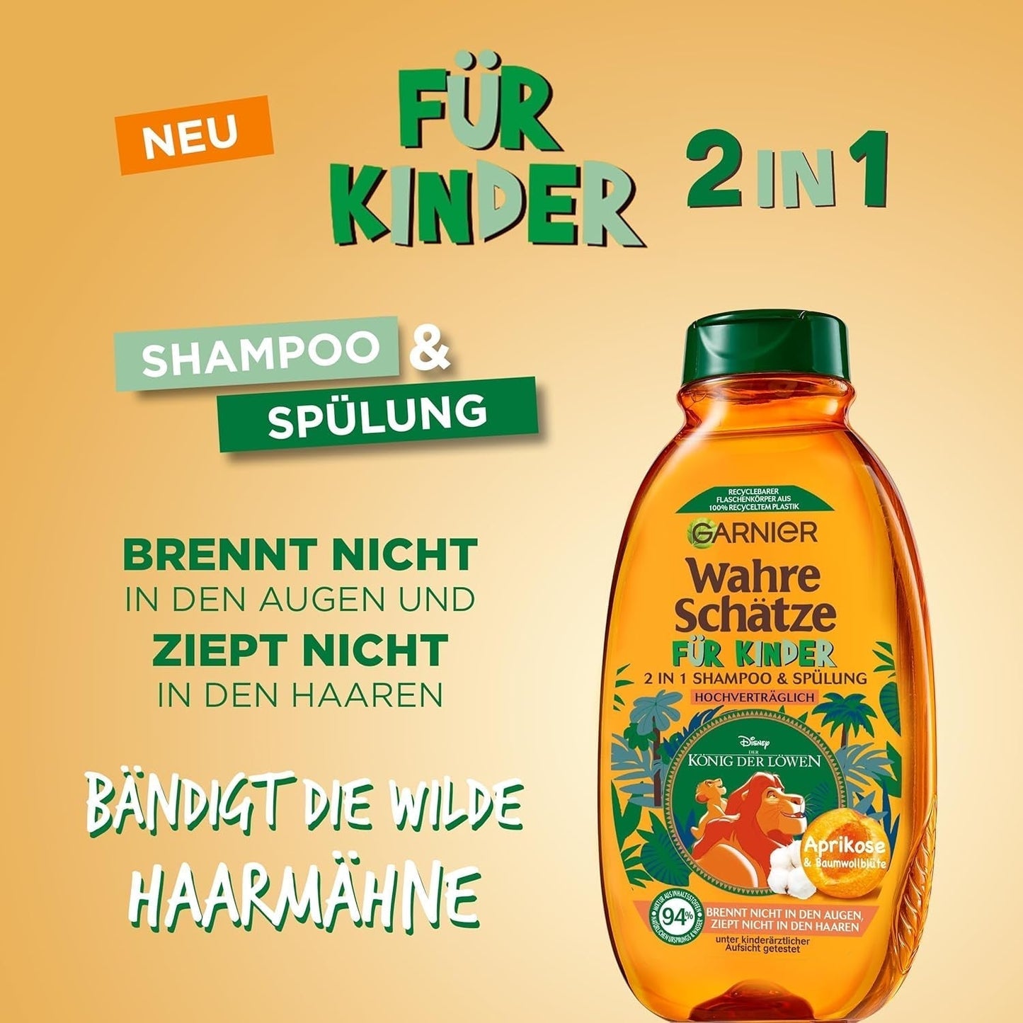Garnier Szampon dla dzieci, do włosów wrażliwych i łatwych w rozczesywaniu, z kwiatami moreli i bawełny Garnier Prysznic i kąpiel