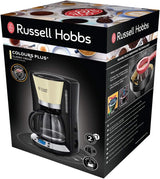 Ekspres do kawy Russell Hobbs [cyfrowy minutnik, słuchawka prysznicowa zapewniająca optymalną ekstrakcję i aromat] Colors+ Creme (1 do 10 filiżanek, szklana karafka 1,25 l, płyta grzewcza, 1100 W) Ekspres do kawy z filtrem 24033-56