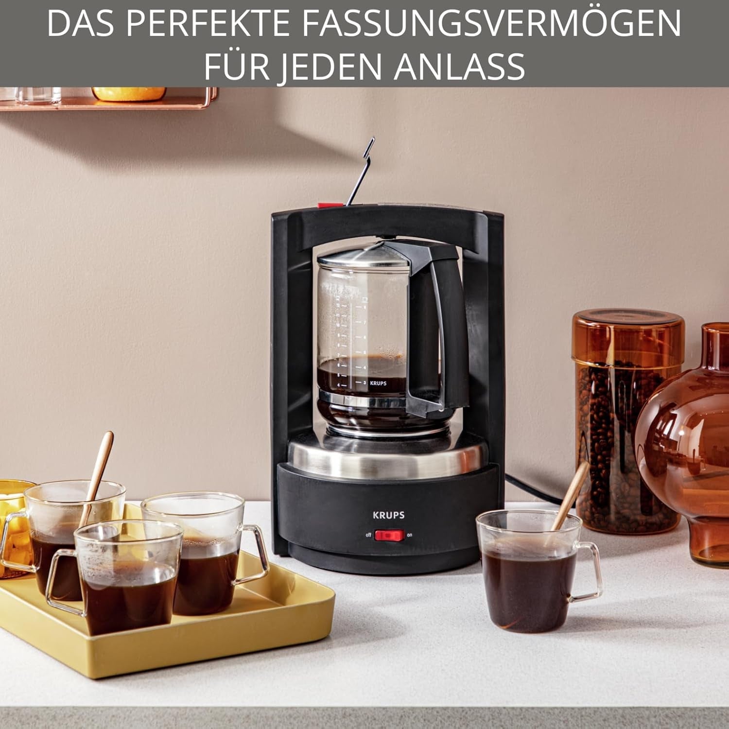 Ekspres do kawy Krups T8 z filtrem, 850 W, automatyczne wyłączanie, 8–12 filiżanek, pojemność 1 l, filtr stały, podświetlany włącznik/wyłącznik, łatwy w użyciu, czarny, KM4689