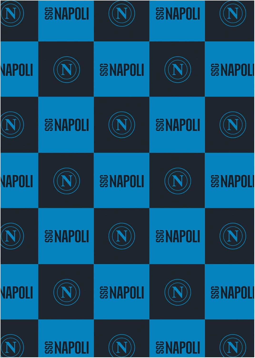 SSC Napoli, miękki koc z logo, ciepły koc na sofę i łóżko, rozmiar 150 X 210 cm, miękki w dotyku, jasnoniebieski, produkt oficjalny Hermet Łóżka i Koce Jasnoniebieski 150X210