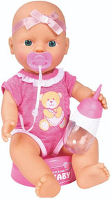Simba 105030069 - Lalka noworodkowa, lalka do picia i podlewania w całości z winylu z aktem urodzenia i akcesoriami, 4 sztuki, 30 cm, lalka bobas, wiek 3+