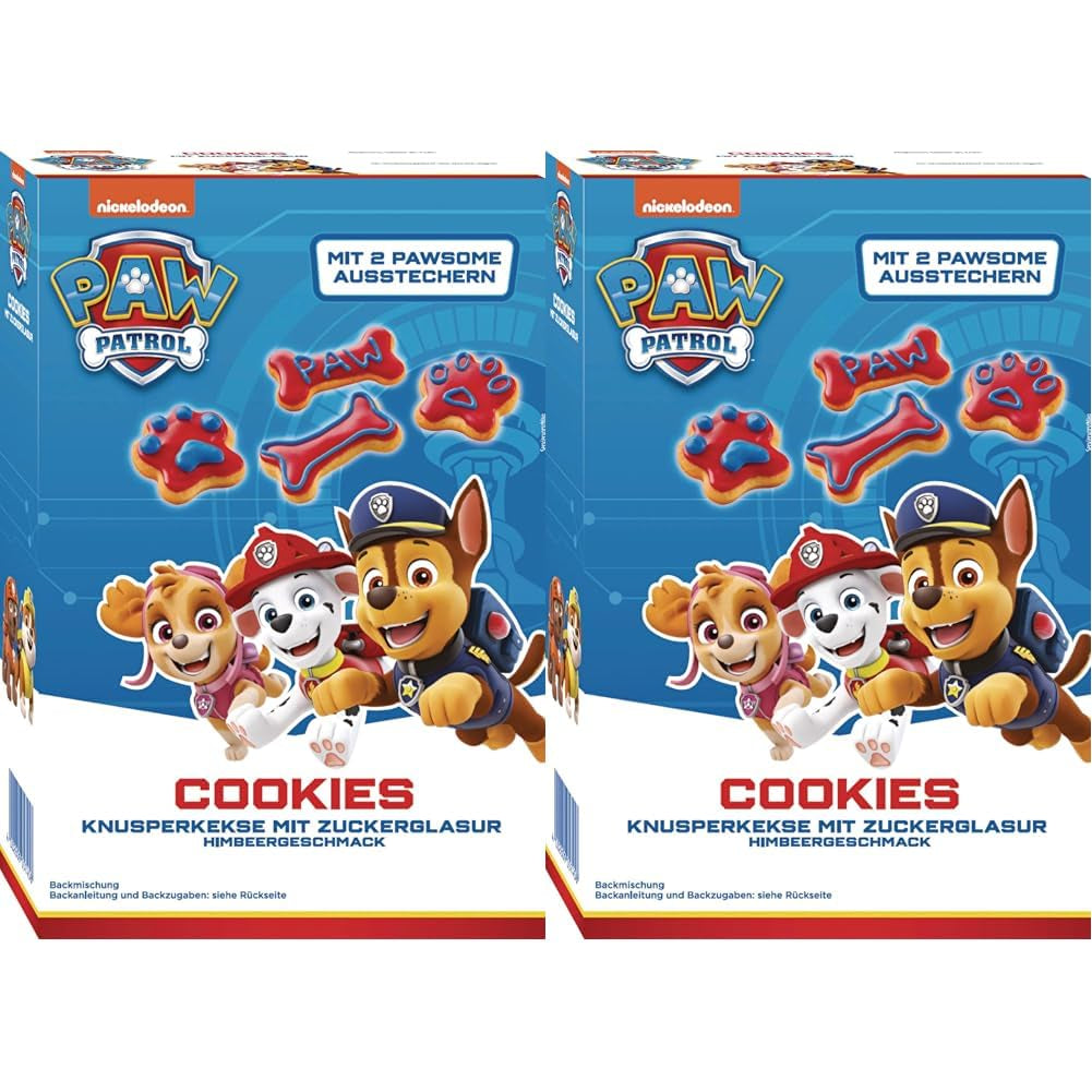 RUF X PAW Patrol Muffin Backmischung Mit Erdbeer-Geschmack, Für 12 Paw Patrol Muffins, Inkl.16 Oblaten-Auflegern Und Pawsome Muffin-Förmchen, 1 X 394G Naty Shop 475 G (opakowanie 2Er) Ciasteczka