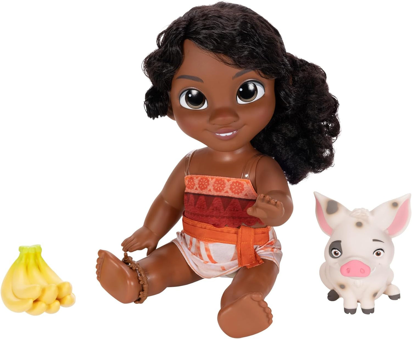 Jakks Pacific Moana 2 Zestaw lalek i figurek Pua z małą siostrą Simeą o wysokości 27 cm, zawiera 1 strój lalki, 1 Pua, 1 plastikową kiść bananów, zalecane dla dzieci w wieku od 3 lat