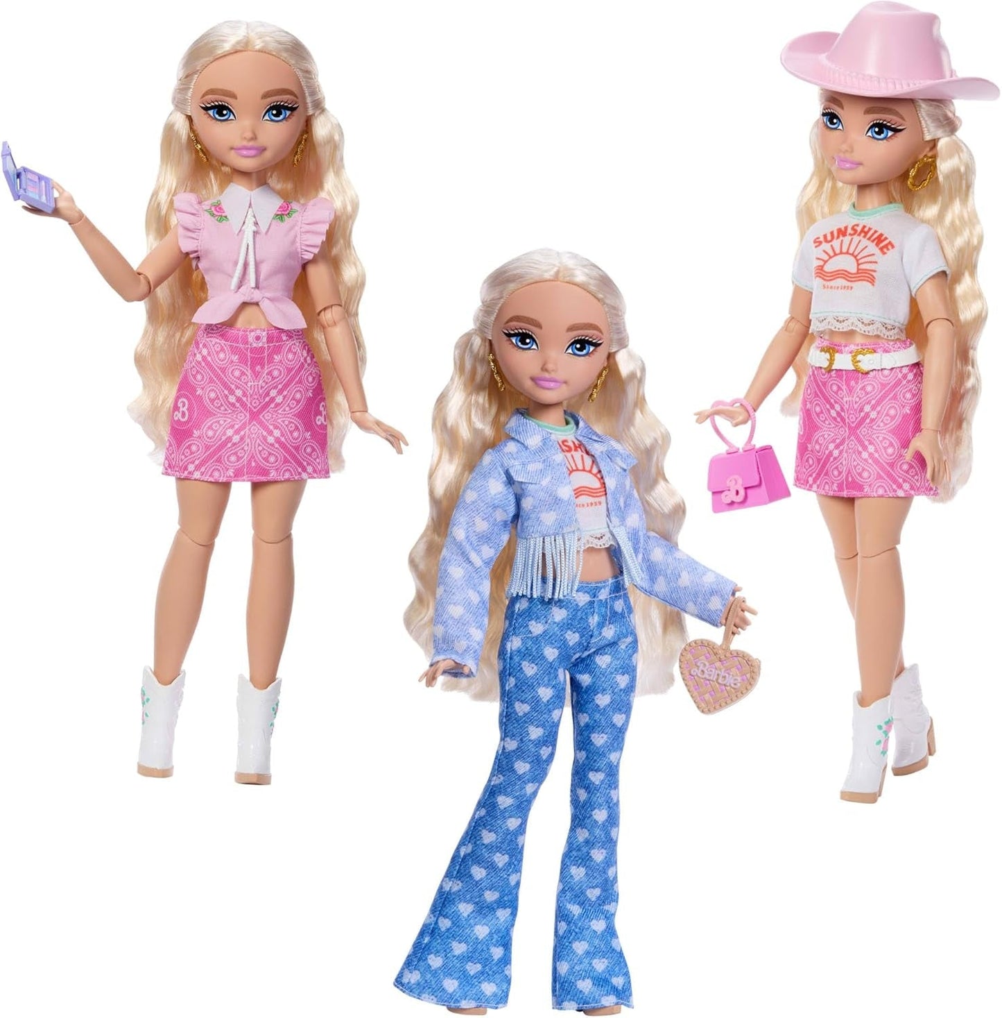 Zestaw Barbie Dream Besties Festival z lalką Barbie Malibu z długimi blond włosami do stylizacji oraz ponad 10 zdejmowanymi ubraniami i akcesoriami, JGH87