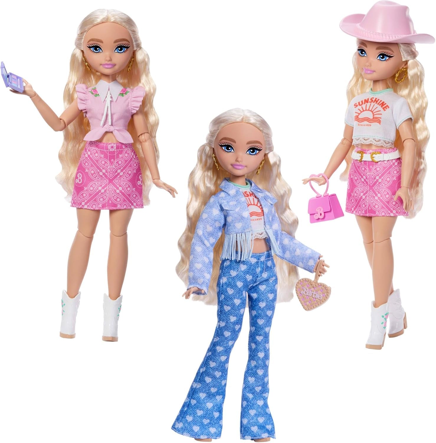 Zestaw Barbie Dream Besties Festival z lalką Barbie Malibu z długimi blond włosami do stylizacji oraz ponad 10 zdejmowanymi ubraniami i akcesoriami, JGH87