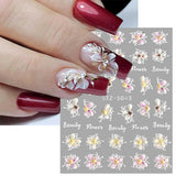 JMEOWIO 3D Nagelsticker Frühling Blume Nail Art Naklejka Selbstklebend Nagelaufkleber 5D Stereoskopisch Blumen Dekoration Nageldesign Zubehör 4 Blatt