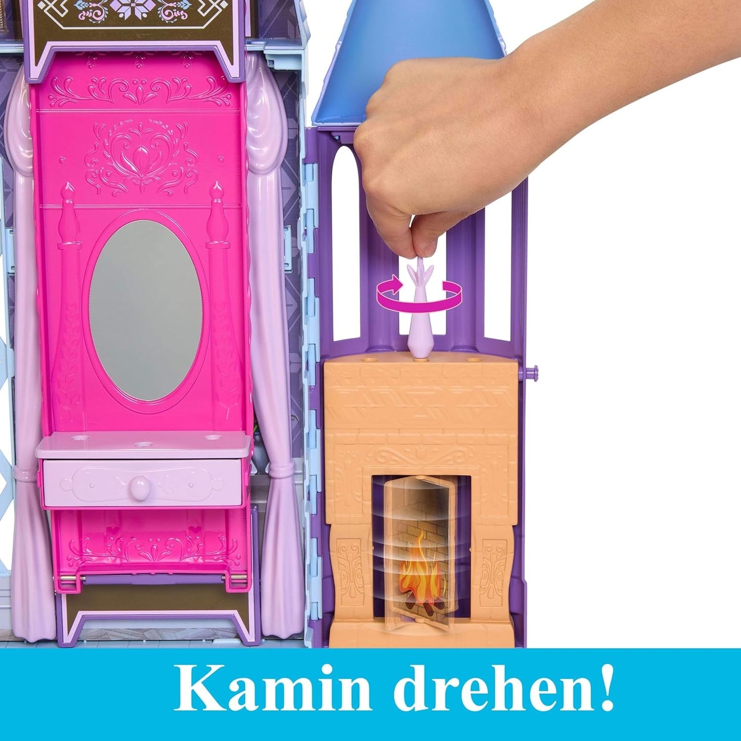 Mattel Disney Frozen - Domek dla lalek Castle Arendelle (60 cm+) z lalką Elsą, 4 place zabaw i 15 mebli i akcesoriów Disney Frozen II, HLW61