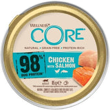 Wellness CORE 98% 12 x 85g, Kurczak i Łosoś - Mokra karma dla kotów, gęsty pasztet, bez zbóż, naturalna, hipoalergiczna, bogata w białko, bogata w mięso