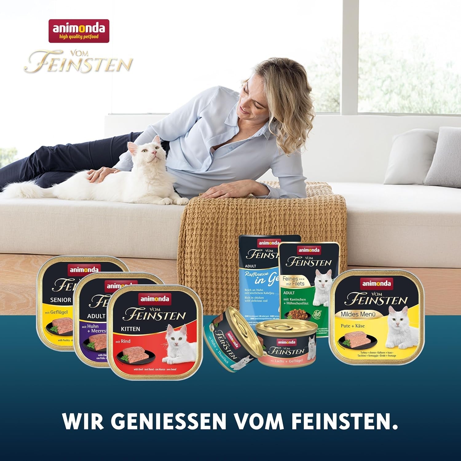 animonda Vom Feinsten Adult Fish & Meat Variety (32 x 100 g), mokra karma dla dorosłych kotów, karma dla kotów bez zbóż i cukru, delikatne paszteciki w kawałkach