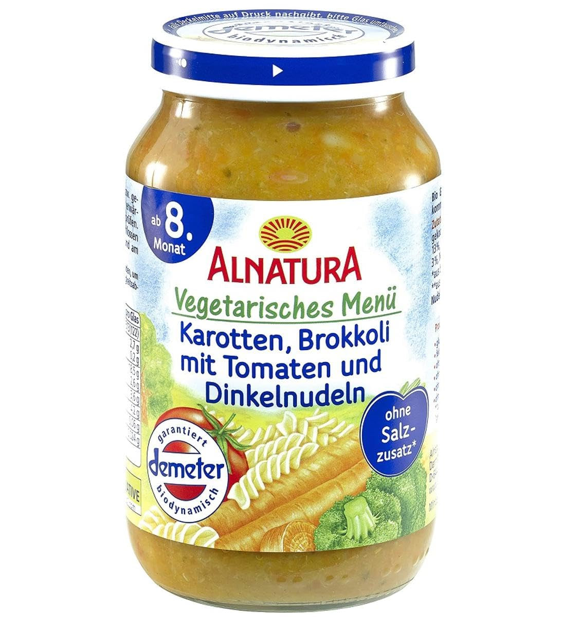 Ekologiczny makaron z marchewką, brokułami z pomidorami i orkiszem, od 8 miesiąca życia, 220g