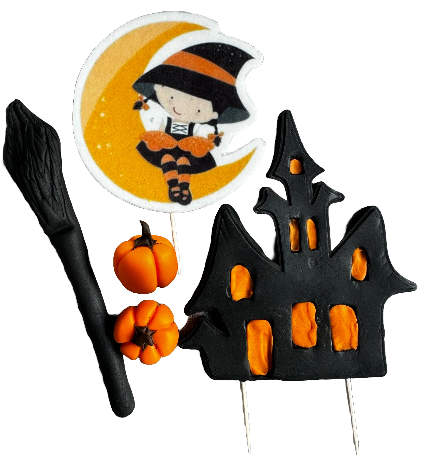 Zestaw 5 jadalnych dekoracji z pasty cukrowej, Halloweenowe dekoracje z pasty cukrowej Naty Shop