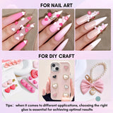 Makartt Żel samoprzylepny Rhinestone - 15 ml Zestaw klejów do paznokci UV z różowymi zawieszkami do paznokci Serce Koło Biżuteria do paznokci i akcesoria do projektowania paznokci do domowego manicure Prezent na Walentynki