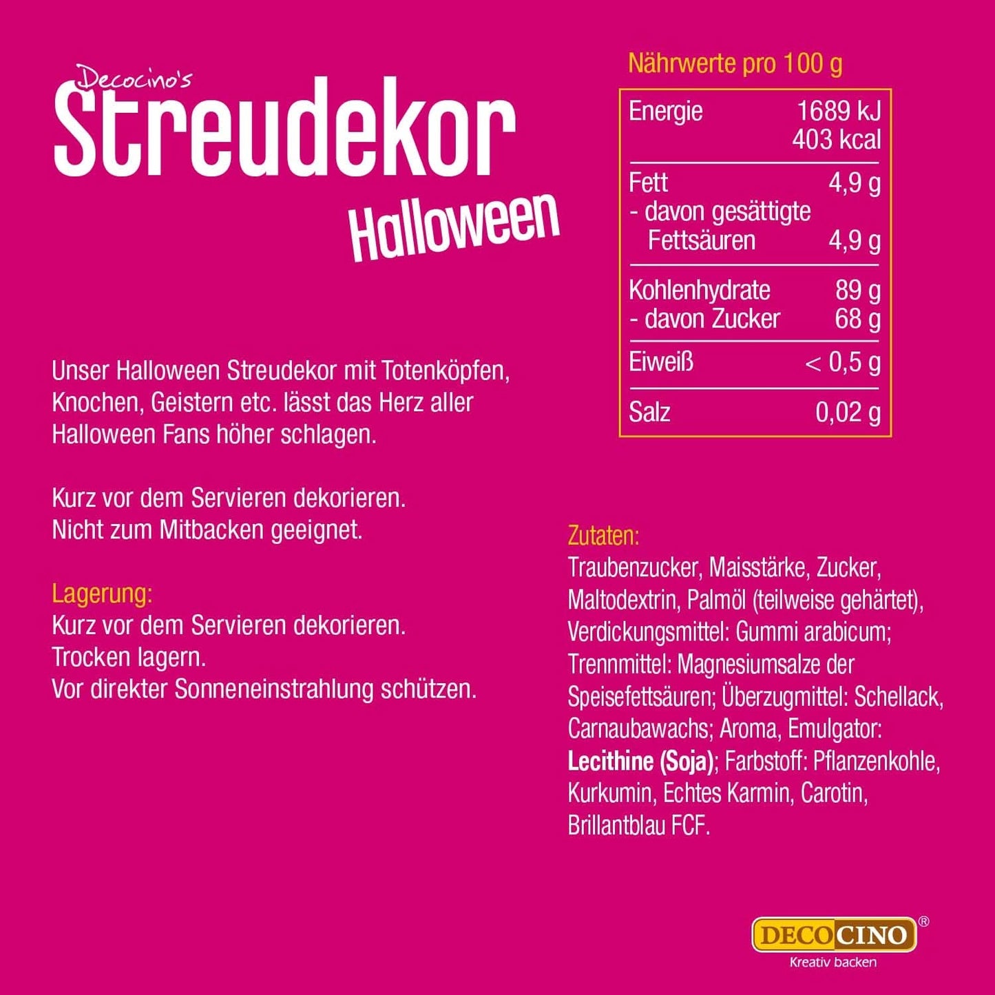 Decocino Halloween Sprinkles, wielokolorowe, 120 gramów Posypka Naty Shop