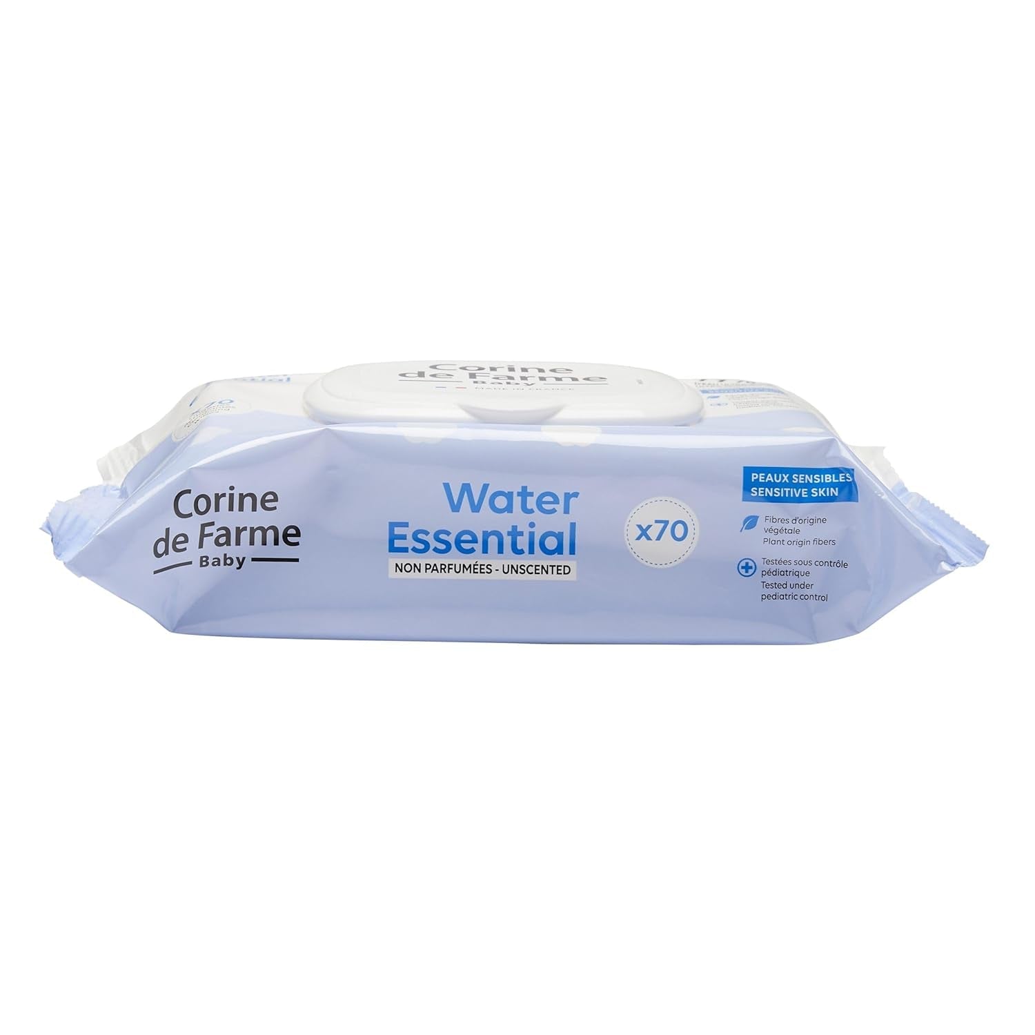 Chusteczki dla niemowląt Change Water Essential x70 - Kosmetyki z włókien roślinnych - 99% wody ultra oczyszczonej - Higiena od urodzenia - Zamykana pokrywka