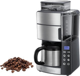 Ekspres do kawy Russell Hobbs z młynkiem i dzbankiem termicznym [cyfrowy timer, słuchawka prysznicowa dla optymalnej ekstrakcji i aromatu] Grind&Brew (1–10 filiżanek, 3 poziomy mielenia) Filtrowy ekspres do kawy 25620-56