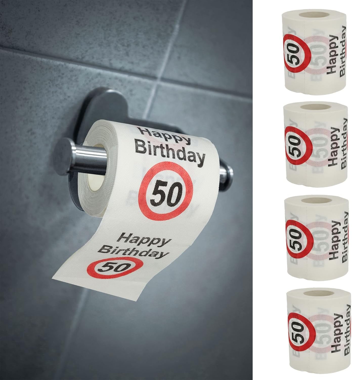 Zestaw 4 papierów toaletowych „Wszystkiego najlepszego z okazji 40. urodzin” │40. urodziny 24 metry 2-tkaniny 180Gr/m2 │ Papier toaletowy z motywem papieru toaletowego (4 X papier toaletowy 40)