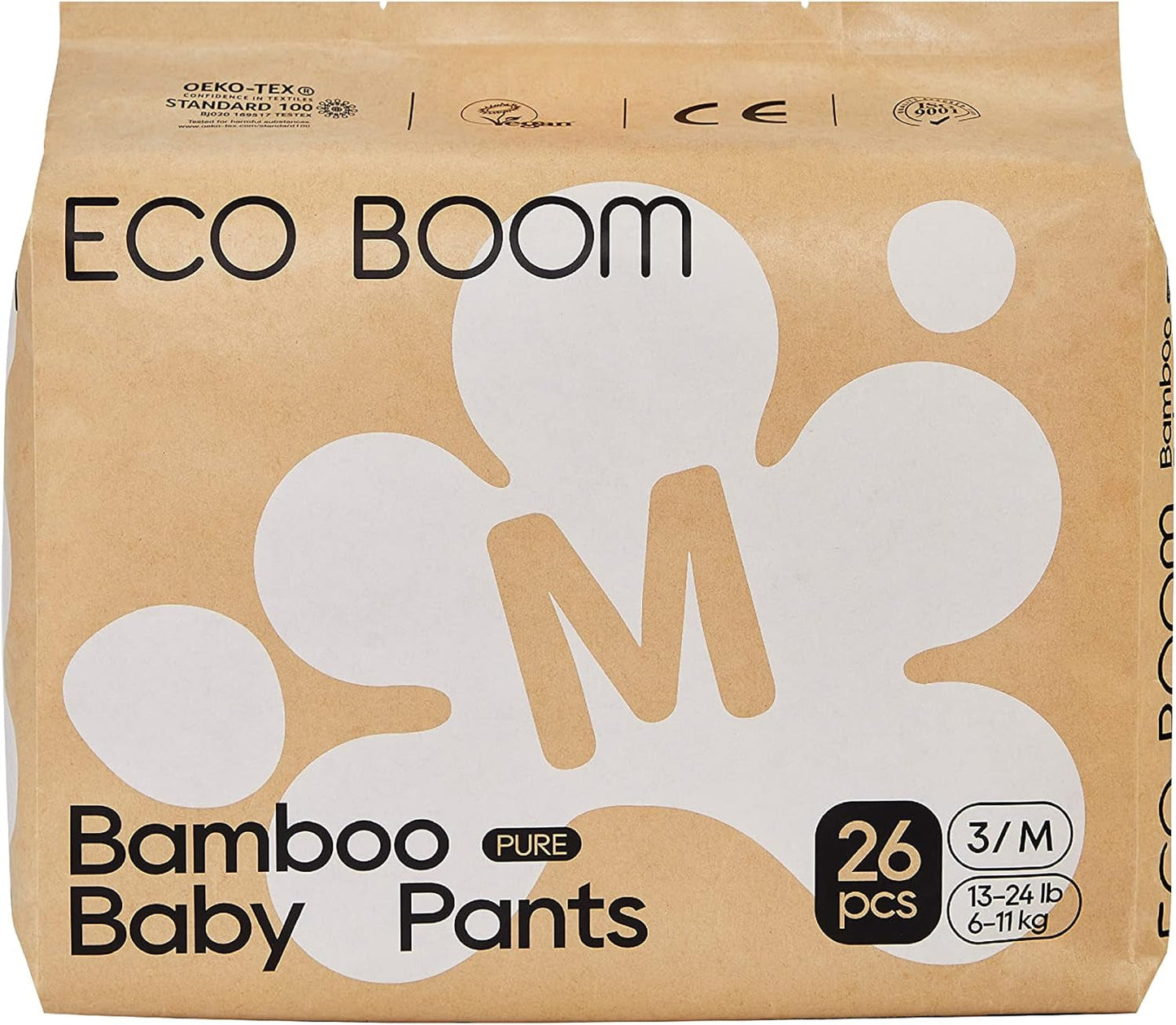 ECO BOOM Bambusowe pieluchy dla niemowląt - Rozmiar 6 (20kg), Roślinne pieluszki typu pull-up (17szt) - Premium Organic, Bezzapachowe, Przyjazne dla skóry, Super chłonne