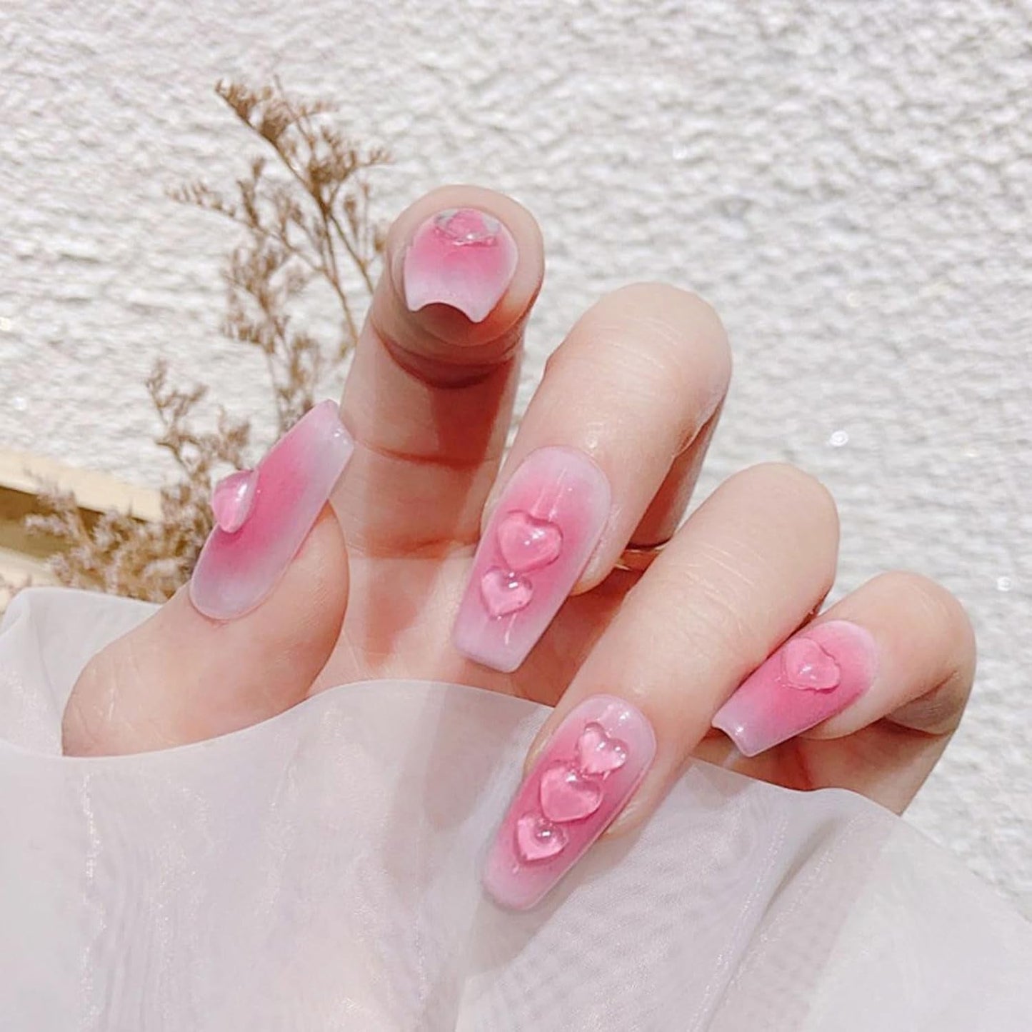 Charms do paznokci 3D Heart, 320 Stück Niedliche Klar Acryl Herz Charms do paznokci, Flatback Heart Nagel Strasssteine ​​​​4Mm 6Mm 8Mm Harz Nagelkunst Dekorationen dla Frauen Mädchen DIY Maniküre Zubehör (4Mm 6Mm 8Mm)