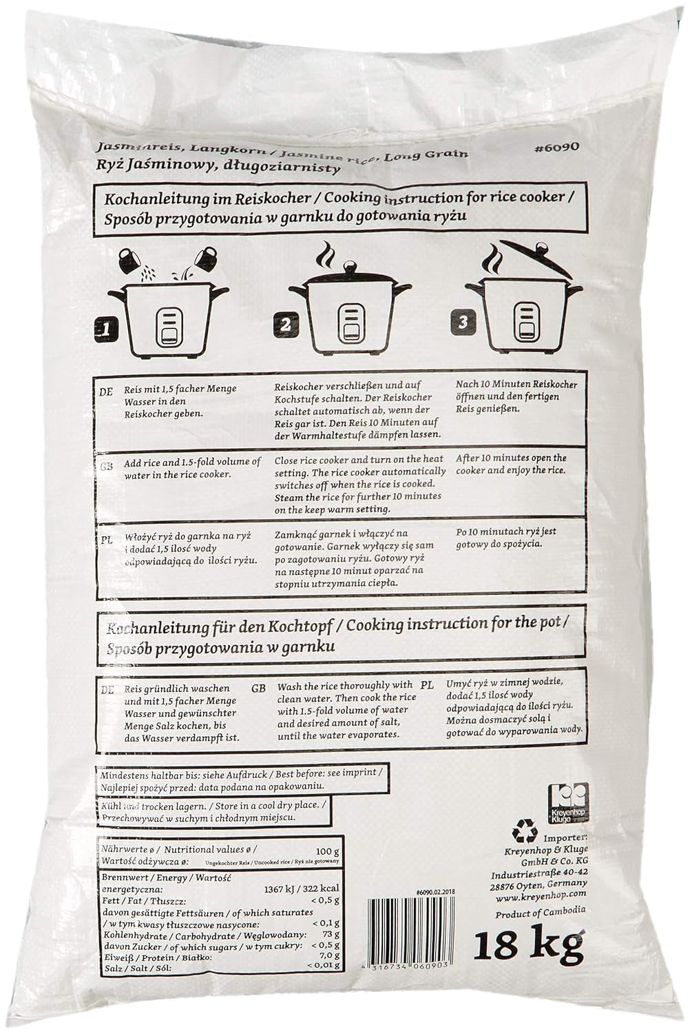 Ryż pachnący RICEFIELD długoziarnisty, 1 opakowanie (1 x 18 kg)