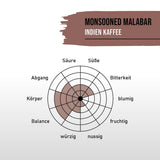 STARKER TOBAK Kawa malabarska monsunowana, całe ziarna, ręcznie palona – średnio palona, ​​Indie, 100% arabiki, odpowiednia do kawy filtrowanej, prasy francuskiej, w pełni automatyczne ekspresy do kawy, delikatna dla żołądka – wyjątkowo niska kwasowość