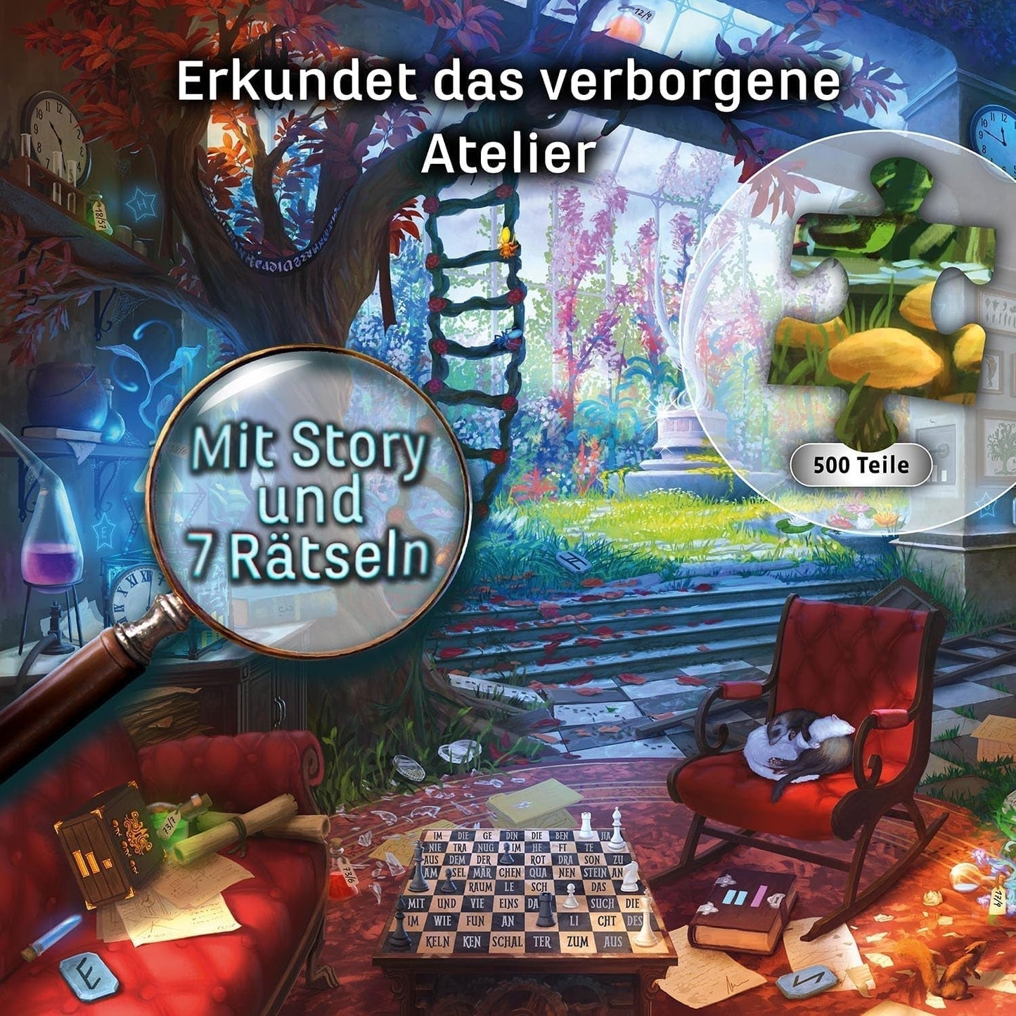 KOSMOS 683979 EXIT® Puzzle: Ukryte Studio 500 elementów Puzzle dla dorosłych i dzieci 10+ Puzzle do pokoju ucieczki dla początkujących Puzzle Naty Shop