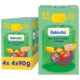 Banan w Jabłku z Biscuits Wrap - 16 sztuk (4 opakowania po 4 x 90g każde), bez dodatku cukru, z łagodnych owoców i pełnowartościowych ziaren, idealne jako przekąska na wynos i w podróży