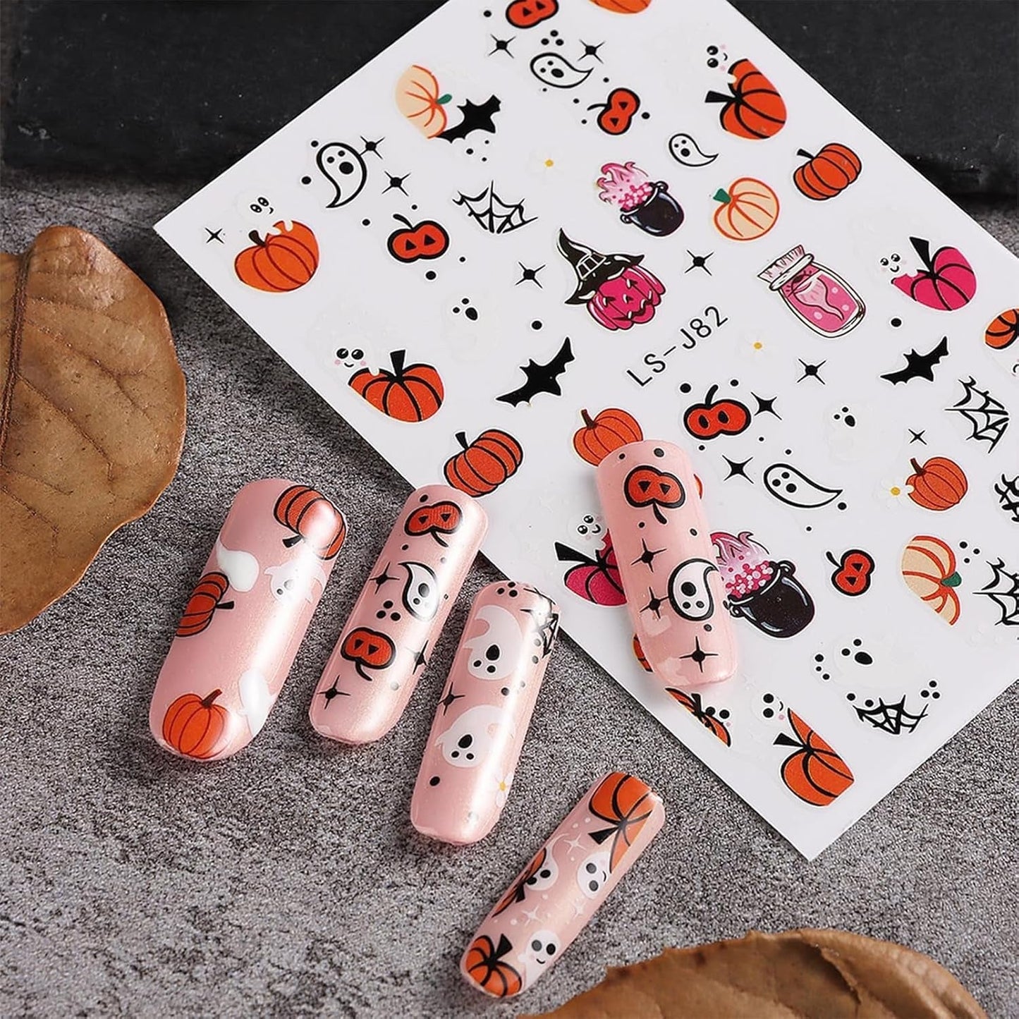 Nagelsticker Halloween, 8 Blätter Halloween Nagelsticker, Kürbis naklejka na paznokcie, zdobienia paznokci, Nagel Charms, Nagel Zubehör, Nageldesign, Boże Narodzenie (typ A)
