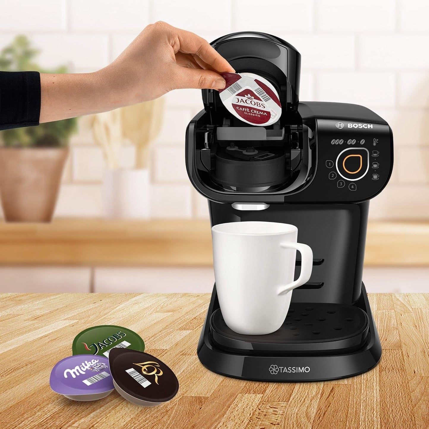Ekspres do espresso Tassimo My Way z 2 kapsułkami TAS6502 z filtrem wody, ponad 70 napojów, personalizacja napojów, różnorodność kaw, łatwe parzenie, 1500 W, czarny