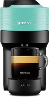 Ekspres do kawy z kapsułkami Nespresso Krups Vertuo Pop, pojemność: 560 ml, automatyczne rozpoznawanie kapsułek, system one-touch, 4 rozmiary filiżanek, skrócony czas podgrzewania, zrównoważony, Aqua Mint, XN9204