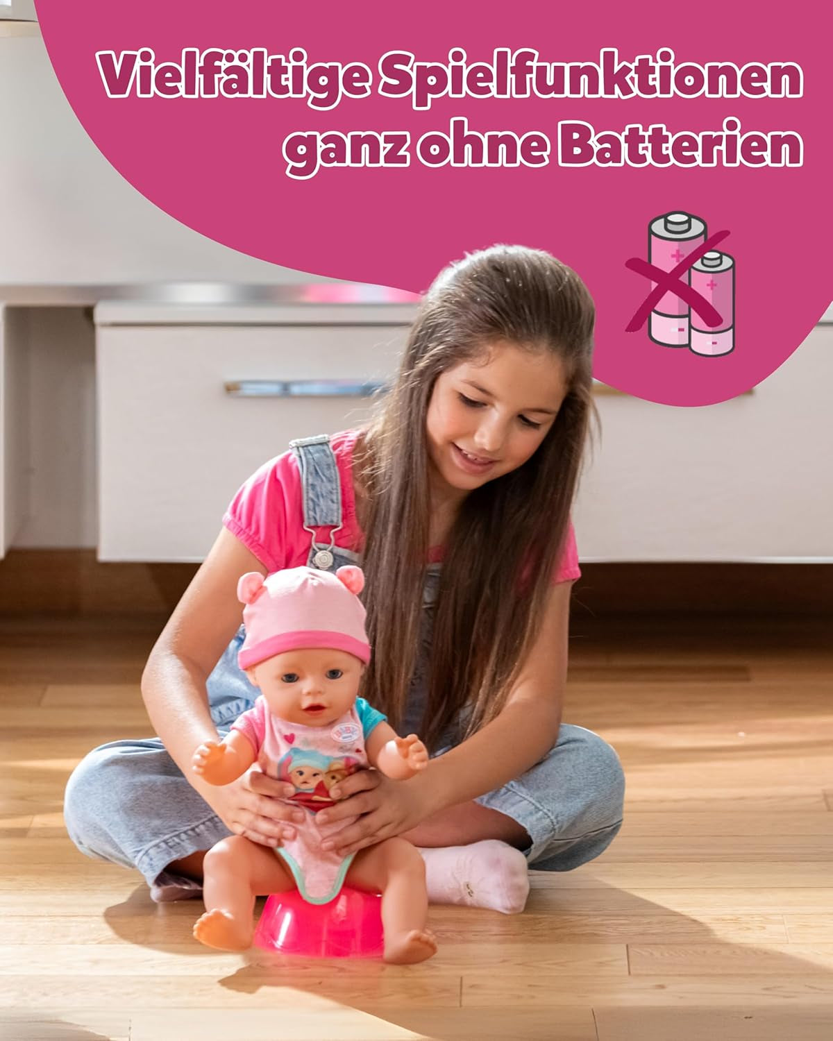 BABY Born Emma - laleczka bobas 43 cm - 10 funkcji, w tym akcesoria i materacyk - W pełni działa bez baterii - Odpowiednia dla dzieci w wieku od 3 lat